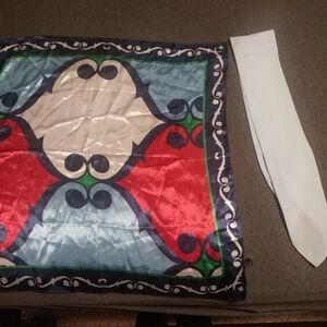 Lot Vtg Jessie Vintage Swirls Red White Blue Scarf Bandana 19x19 Polyester Tie